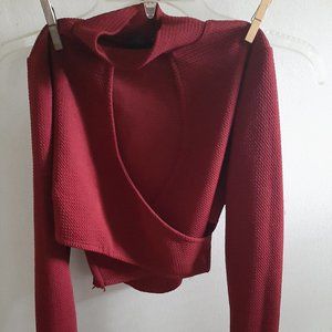 UK2LA maroon crop top long sleeve size XS Highneck